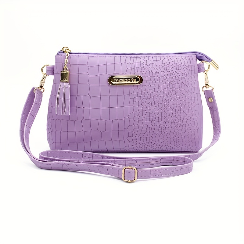 Purple Crossbody Bag, Cute Pu Flap Shoulder Bag, Women's Casual Handbag &  Purse - Temu