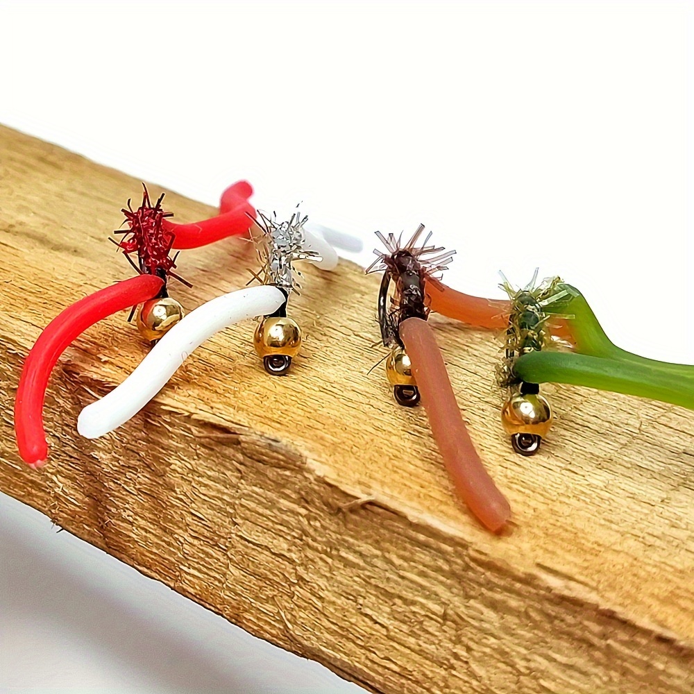 8/12pcs Squirmy Wormy Fly Trout Fishing Lures With Brass Bead - Lifelike  Design For Increased Bites And Hookups