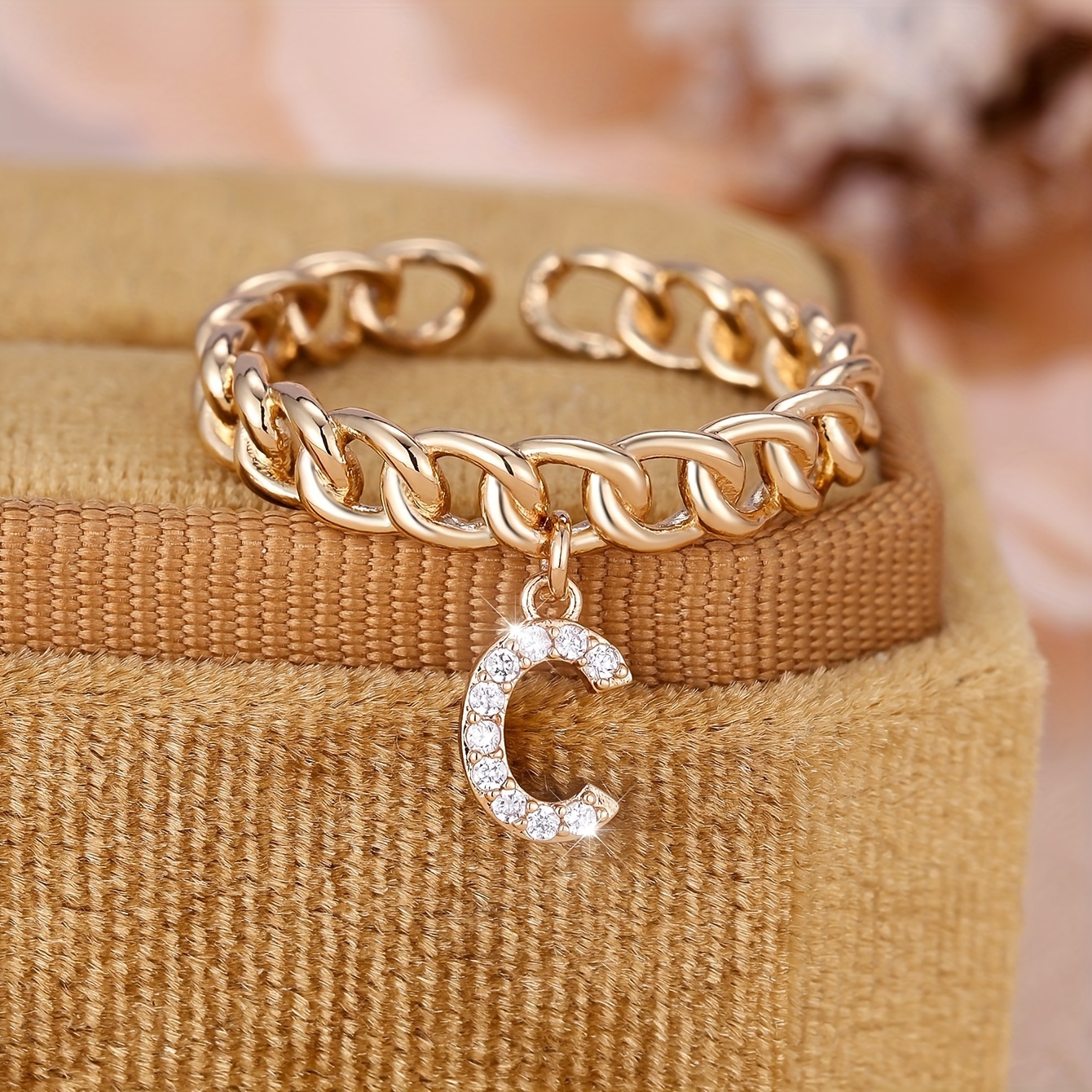 Stylish Cross Weave Letter Pendant Ring - A Name Ring