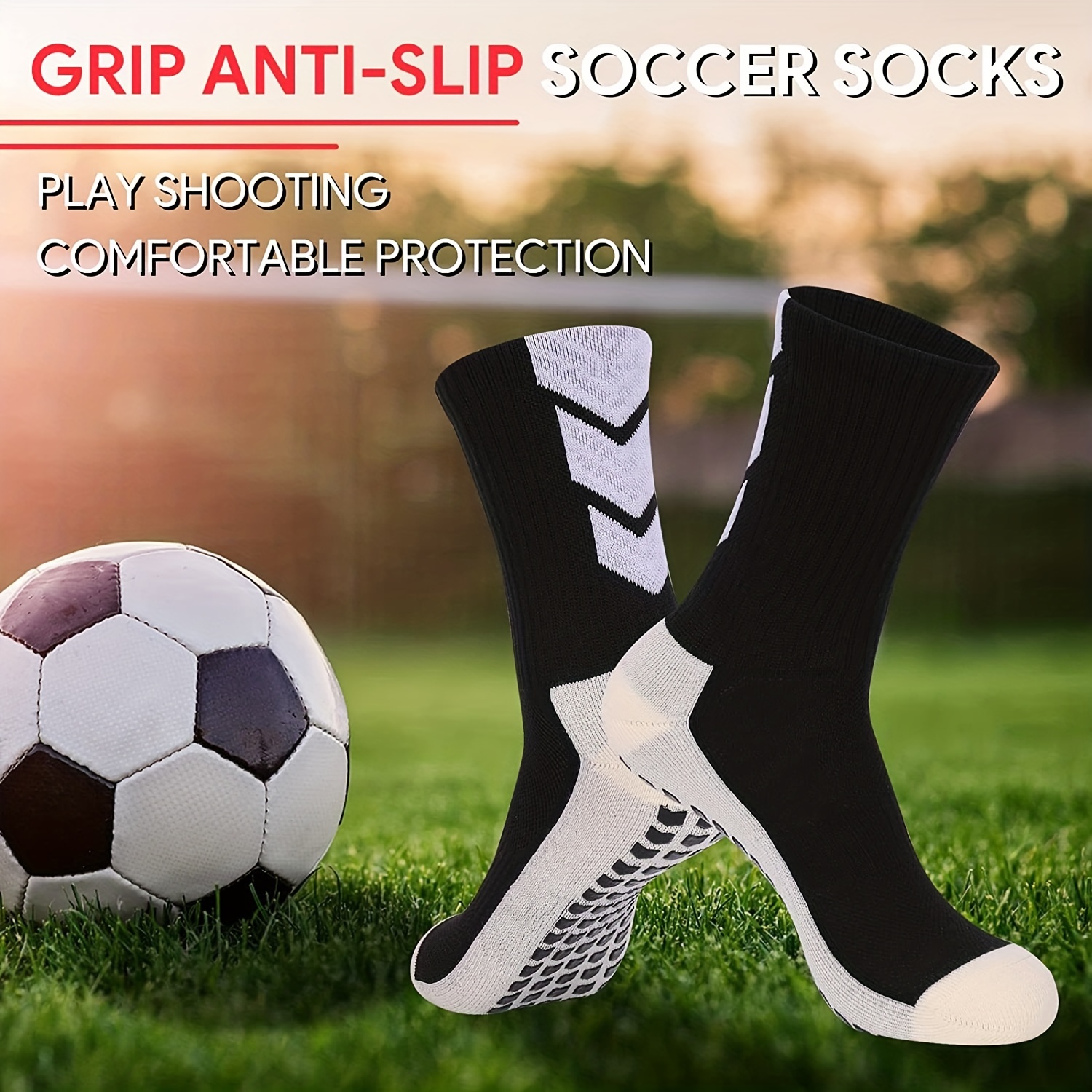 WILLED Men's grip Socks Soccer Non Skid Ball Socks Anti Slip Non