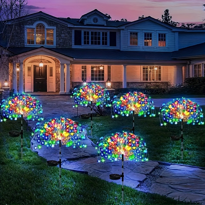

1pc Solar Garden Starburst Stake Lights, Outdoor Waterproof, 8 Modes- Light Up Your Garden With Solar Fireworks Lights- Christmas Decorations-60/200/240 Led Outdoor Diy Stake Lights!