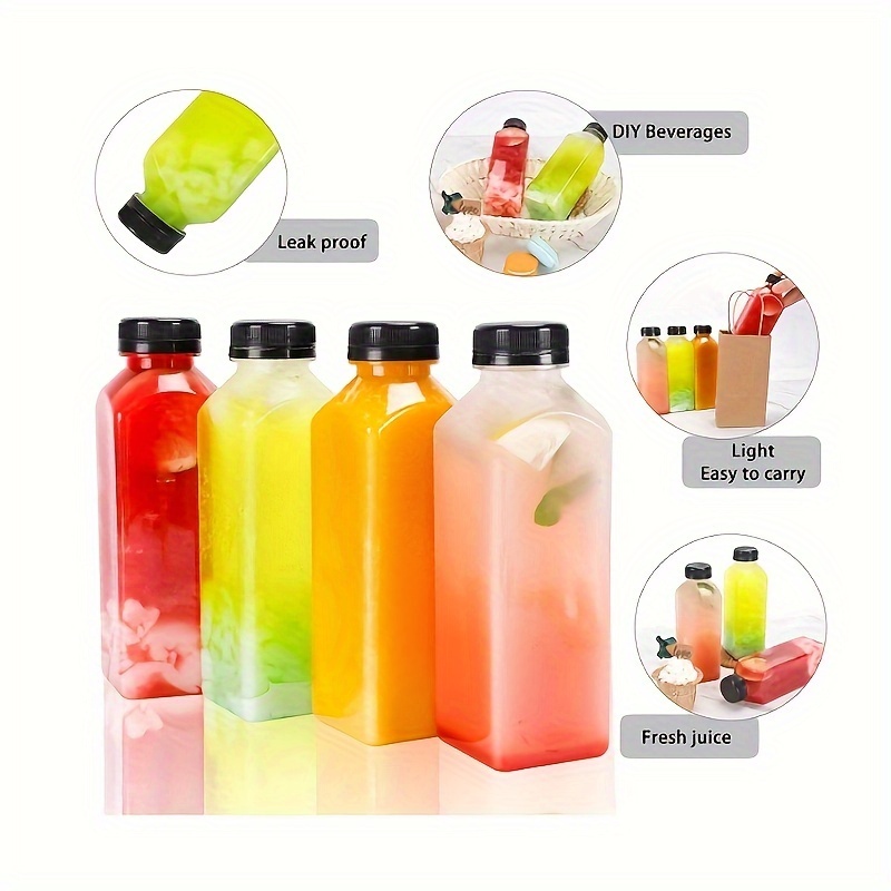 Plastic Juice Bottles With , Plastic Bottles With , Juice Containers With  Lids For Fridge, Reusable Smoothie Bottles, Refillable Water Bottles, Empty Juice  Bottles, Outdoor Supplies, Camping Supply, - Temu