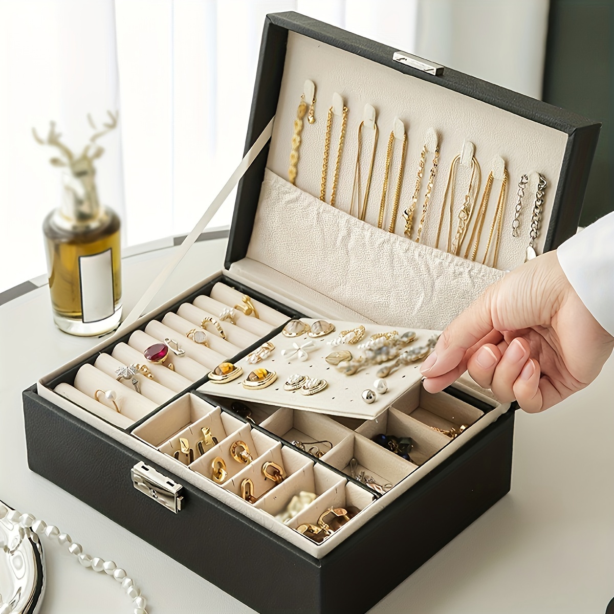 contemporary leather jewelry box key lock removable Temu Germany