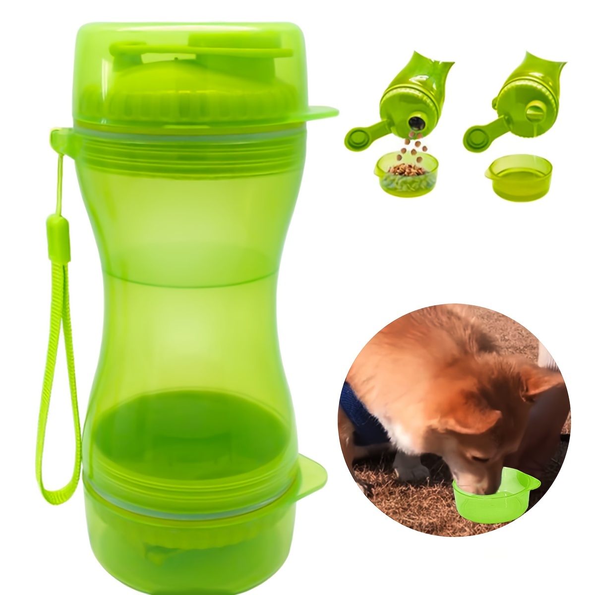 

Dog Water Bottle, Two-in-one Water Cup Dry And Wet Separation Dog Travel Drinking Feeder Bowl For Small Medium Dogs