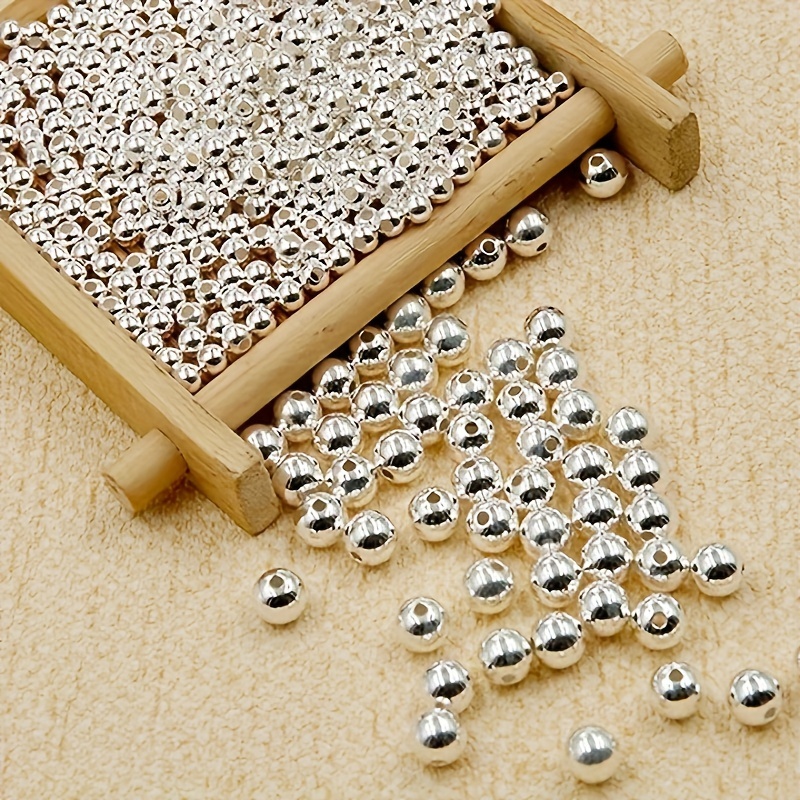 Real 925 Sterling Silver Round Spacer Beads For Jewelry - Temu