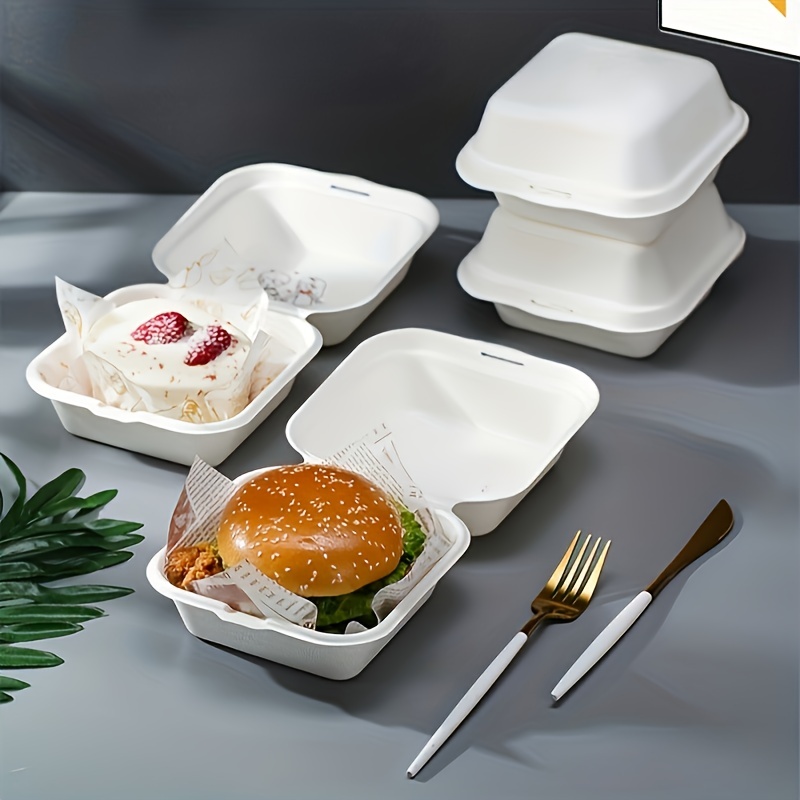 50 Pcs 6''*6'' Clamshell Take Out Food Containers, 1-Compartment,  Disposable To Go Container, To Go Boxes With Lids, Trays For Lunch, Dinner,  Meal-Pre