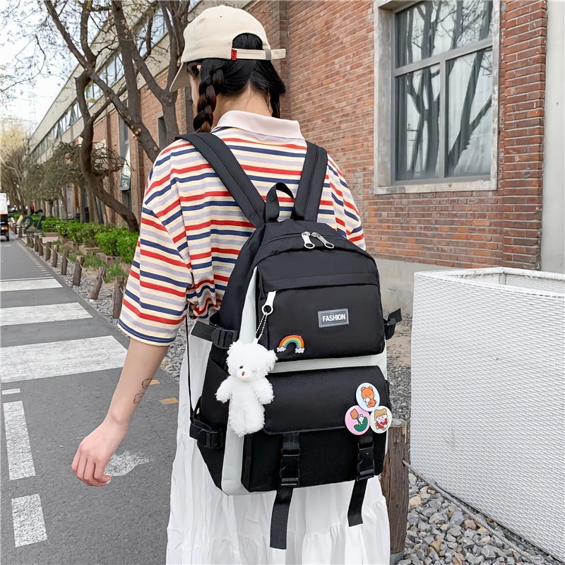 4PCS WOMENS LARGE School Bags Teenage Girls Fashion Backpack