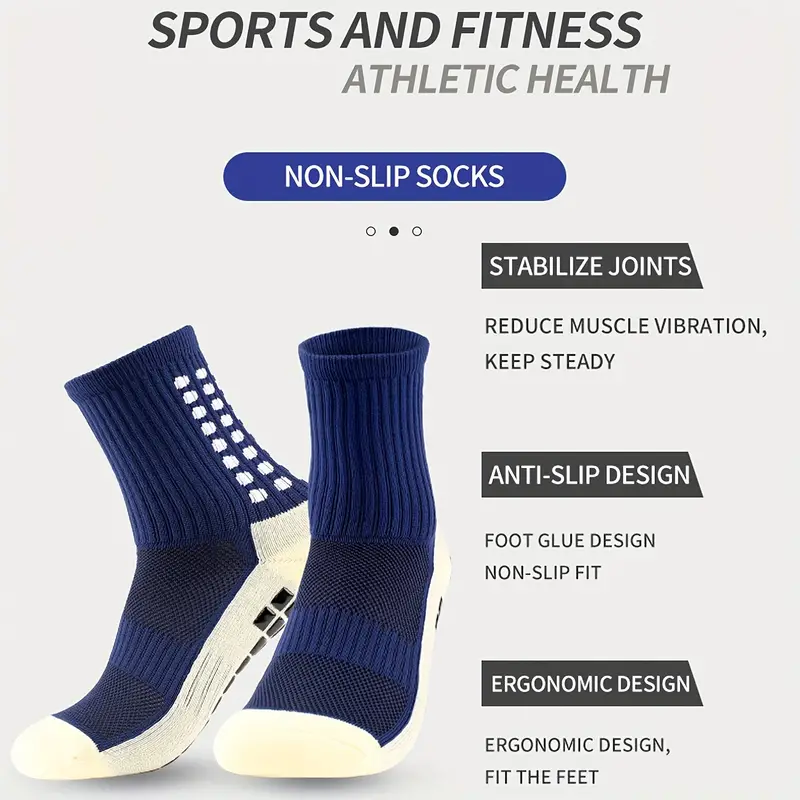 1pair mens sports socks soccer socks non slip thickened football socks grip crew socks details 7