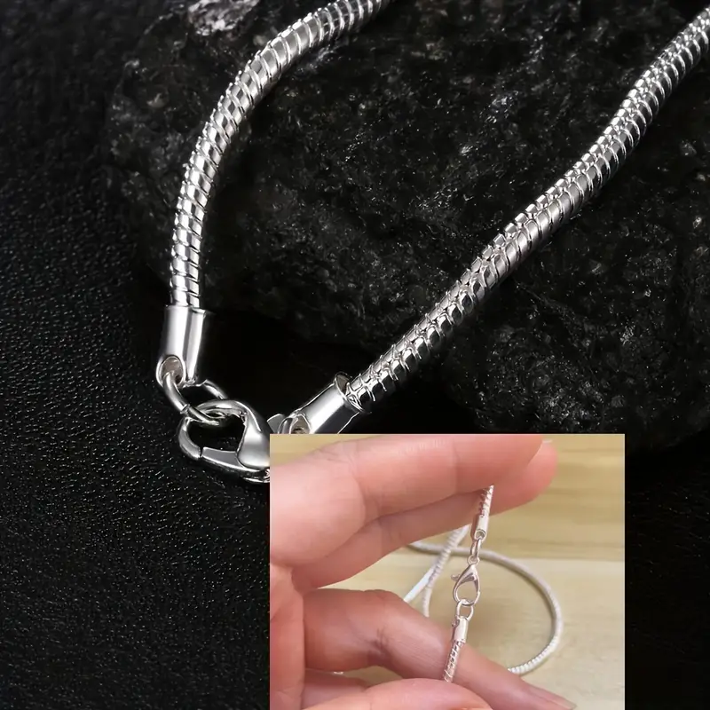 18 925 Silver Plated Snake Chain Minimalist Necklace Chain - Temu