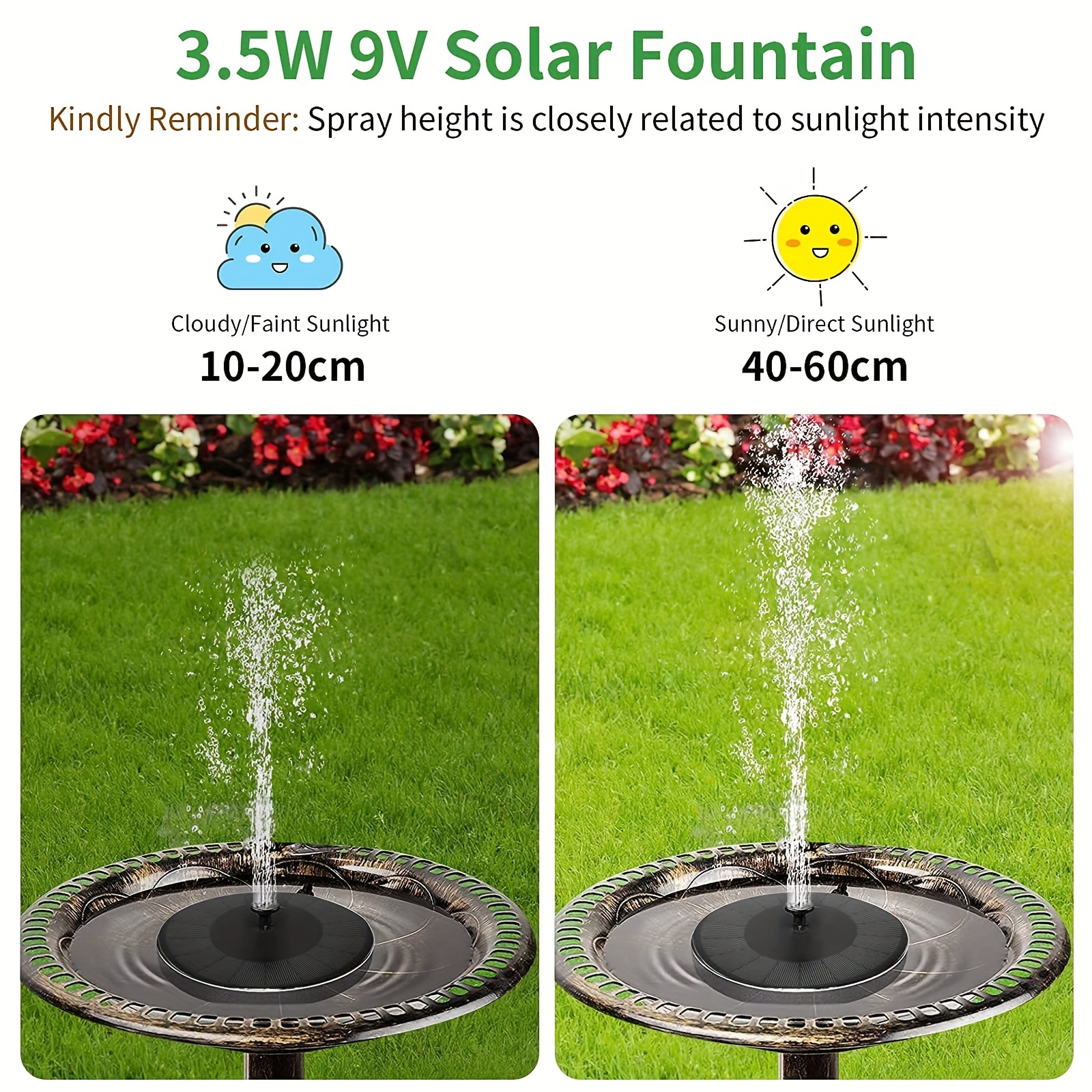 1 fontaine solaire 3,5 W pour bain d'oiseaux, pompe à eau solaire
