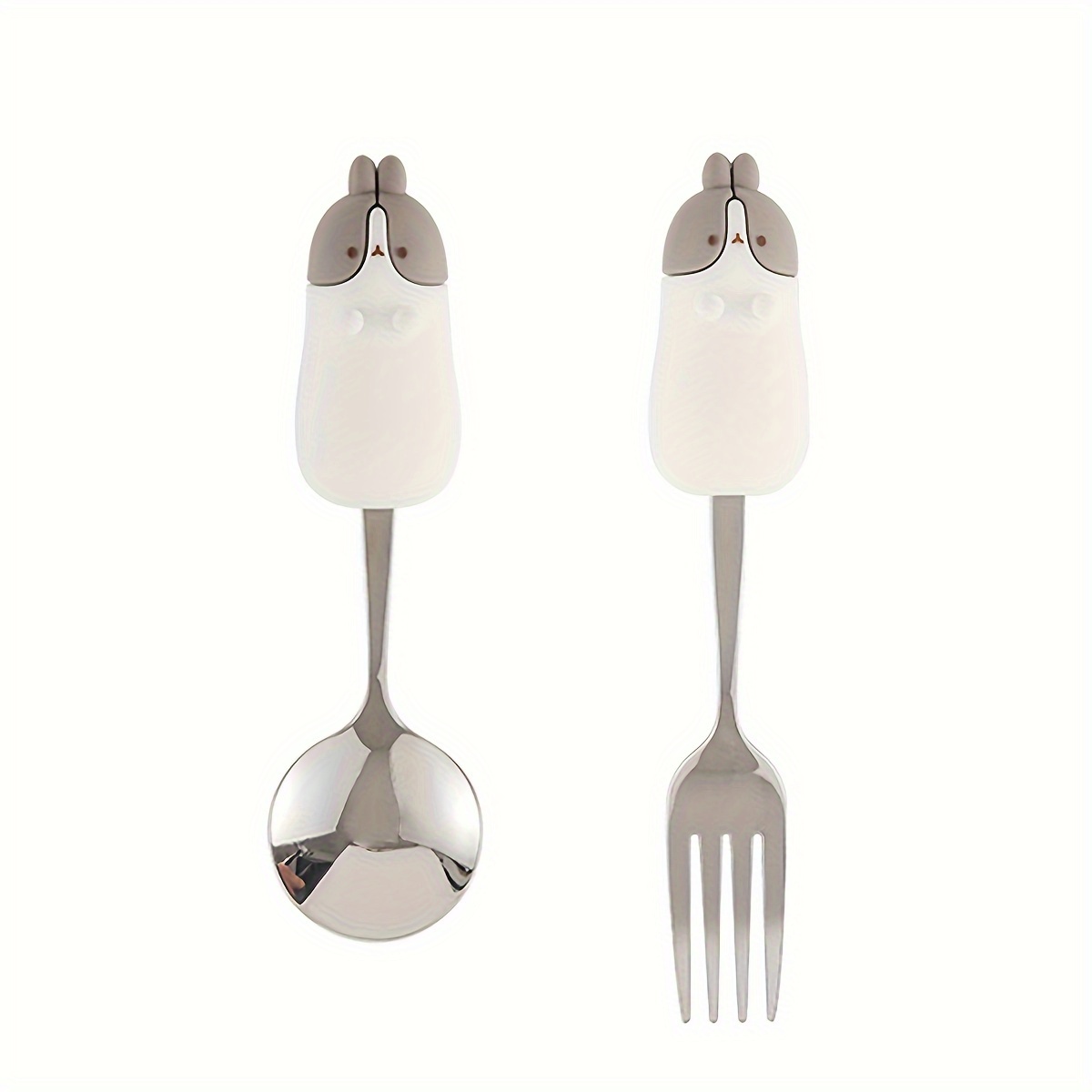 2pcs Stainless Steel Tableware Set Including A Duckbill Spoon, A