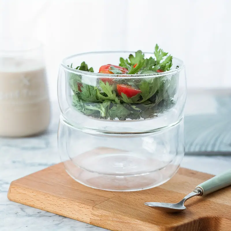 Heat resistant glass Salad Bowl Double layer Serving Bowl - Temu Philippines