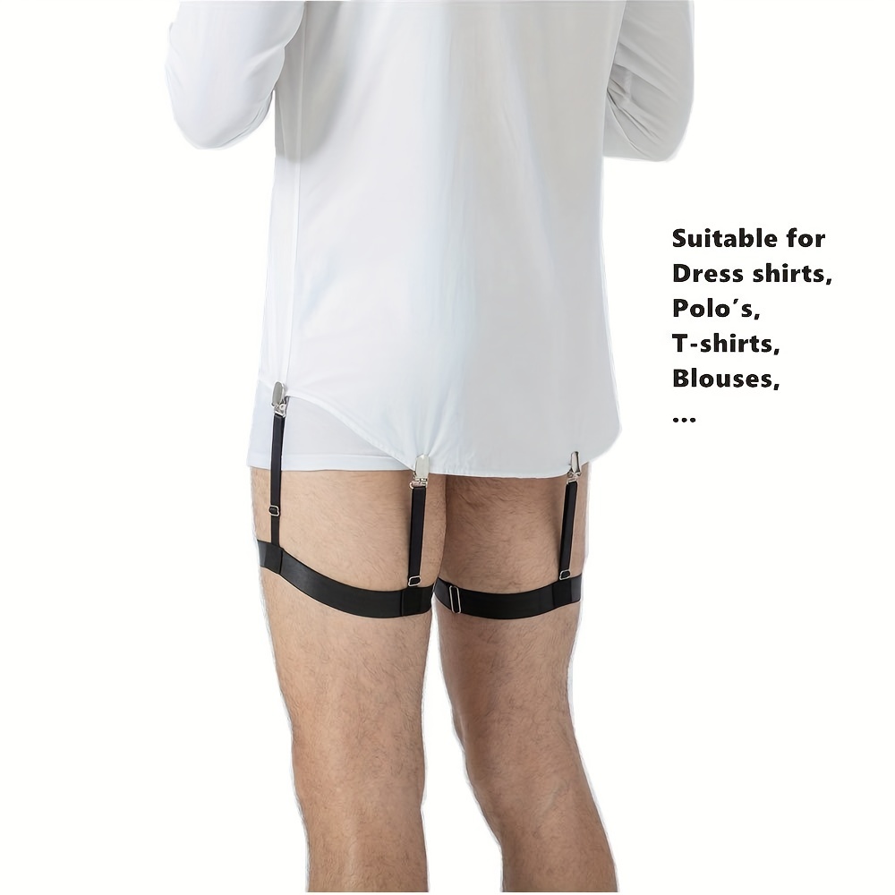 Kedofe Mens Shirt Stays Military Adjustable Elastic Garter Straps Sock  Non-slip Clamps (Black-2) at  Men's Clothing store