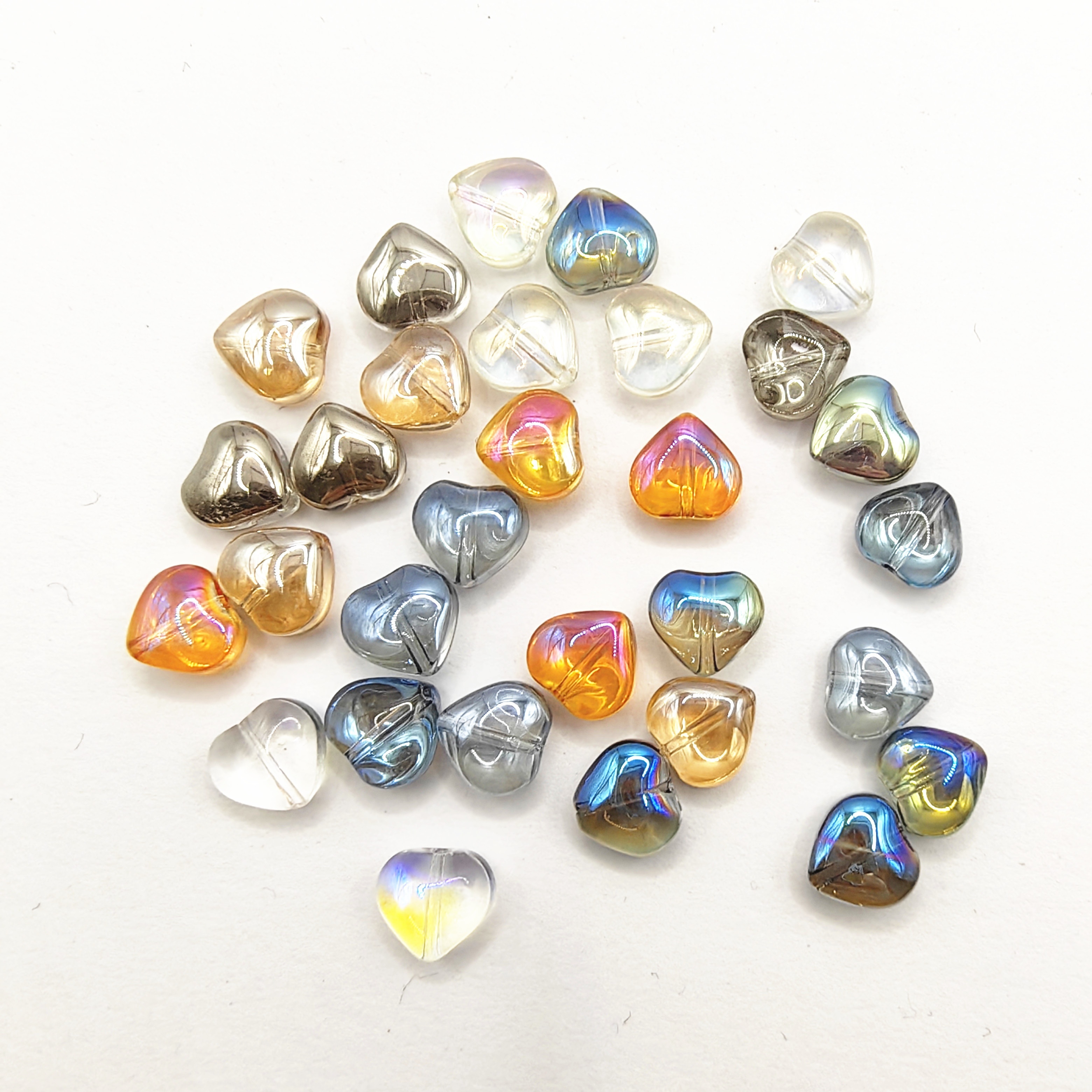 Heart shaped Electroplated Colorful Glass Beads Diy Jewelry - Temu Canada