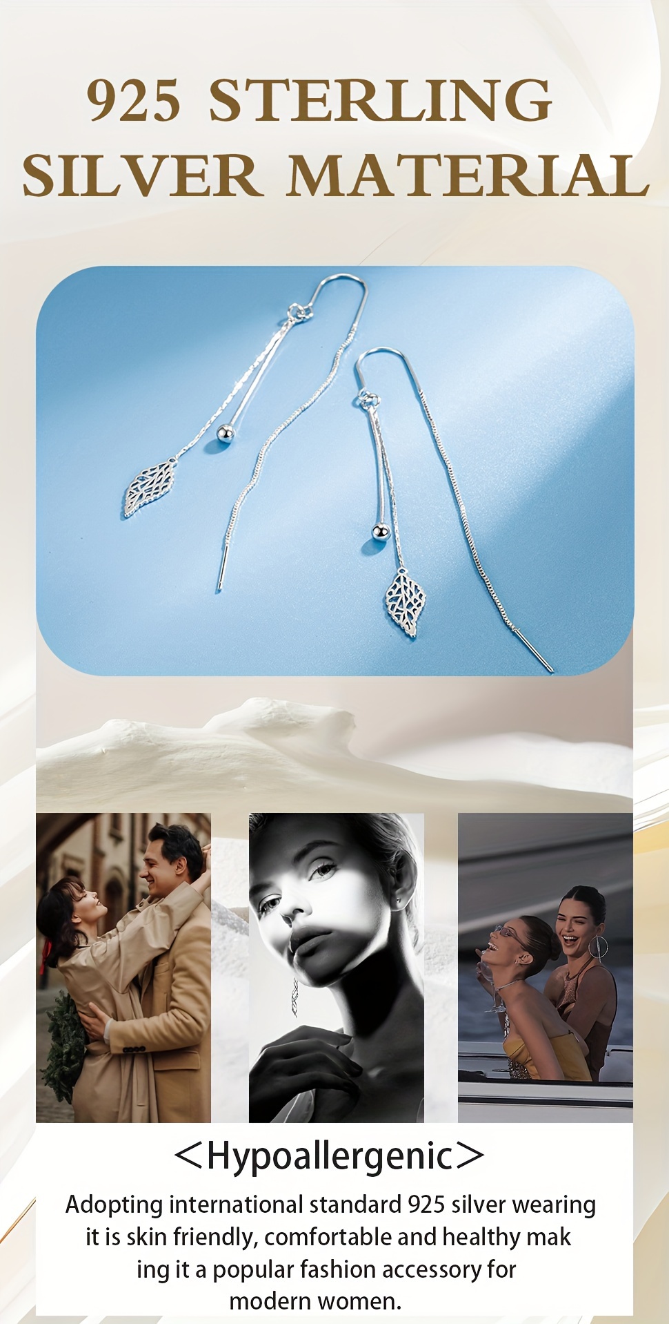 a pair of womens earrings with tassels and hollow leaf earrings 2 6g 925silvery for   and gift   details 3