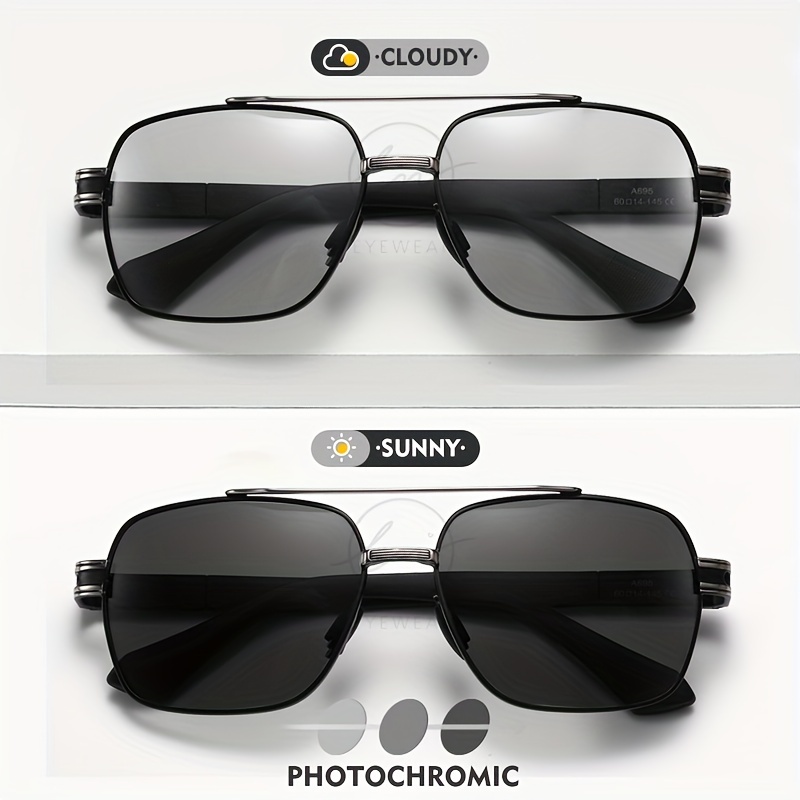 1pc Mens Lm Brand Square Photochromic Sunglasses Driving Fishing