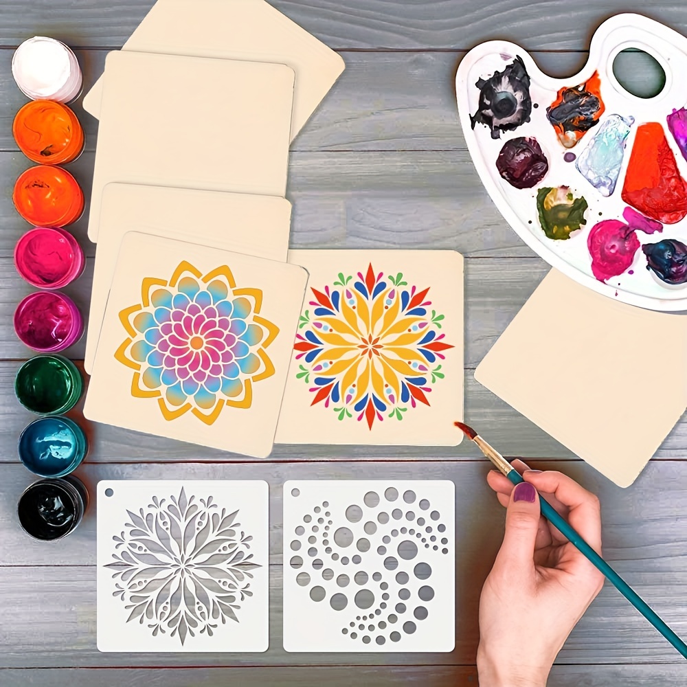 16 Pack Mandala Stencils for Dot Painting 6 X 6 Inch Reusable