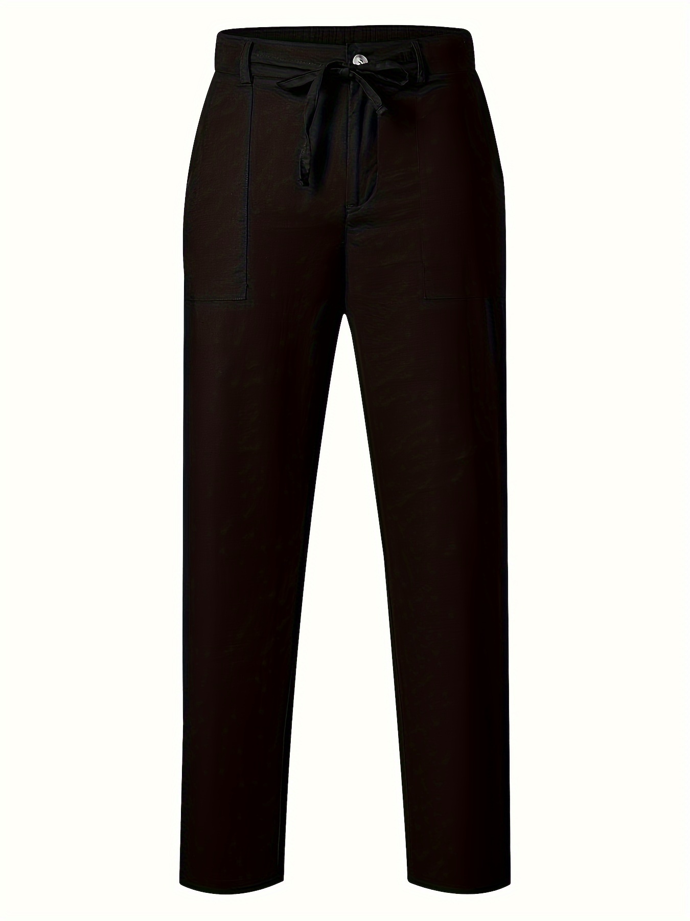 Linen-blend Cargo Pants - Black - Ladies