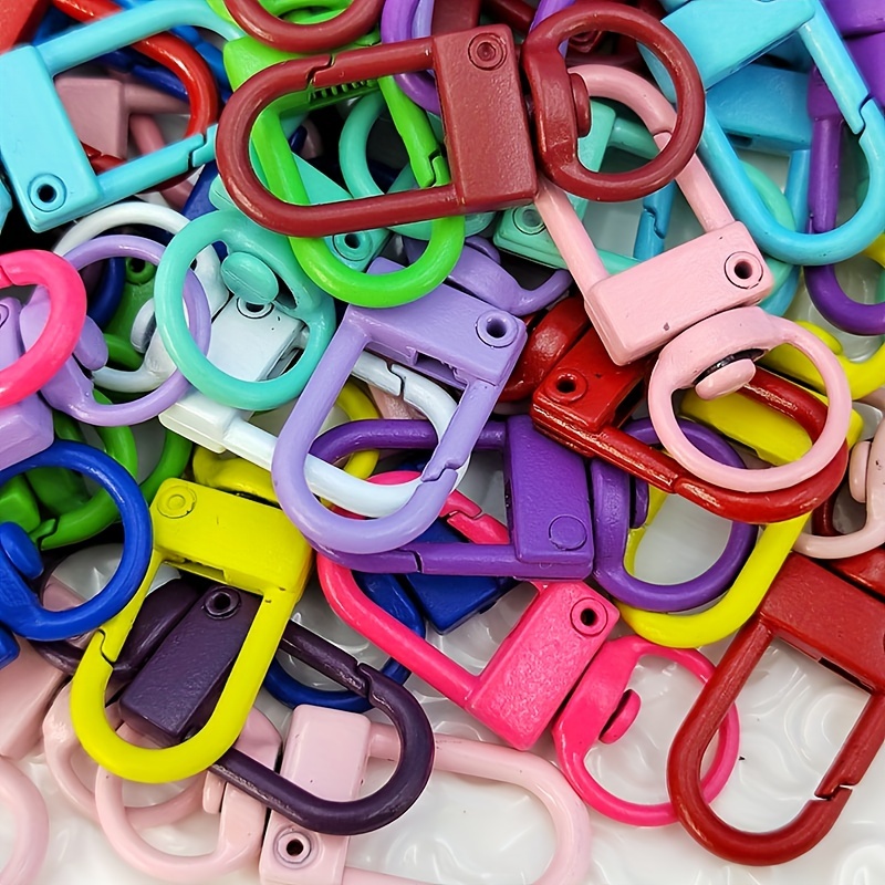 50pcs Candy-colored Metal Paint Keychain, Lanyard Swivel Snap Hooks Heavy Lobster Claw Clasps for Bag Jewelry, Jewels Accessories,Temu