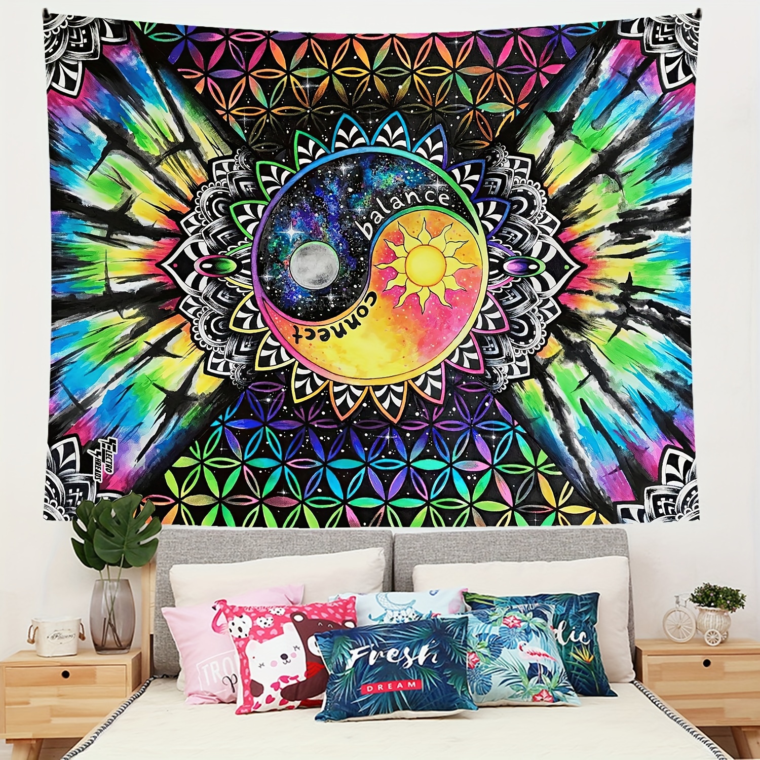 

1pc Astrology, Lunar Phase, Suede Fabric Tapestry, Fantasy 12 Constellations, Bohemian Hippies, Sun Fantasy, Celestial Tapestry, Suitable For Home Decoration Living Room Decor