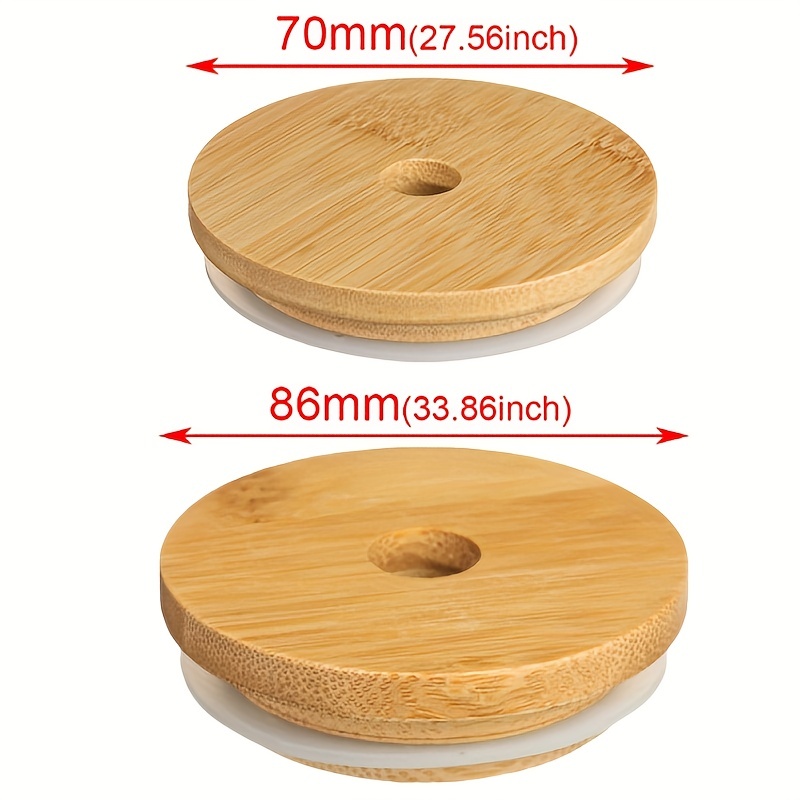 Leak-proof Bamboo Jar Lids With Straw Hole - Reusable Canning Lids