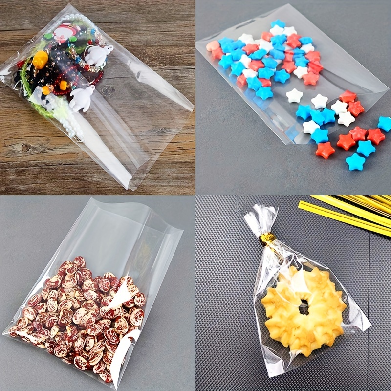 100 piezas Bolsas de Celofán Transparentes para Caramelos, Bolsas Plastico  OPP de Regalos Galletas Chuche…
