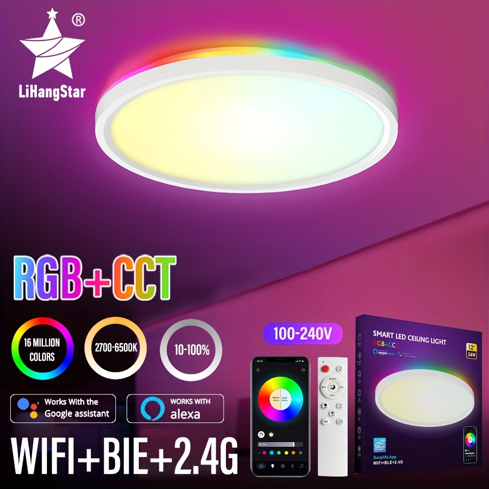1 teilige WIFI Smart LED Deckenleuchte - 24 Temu RGB Farbwechsel W Austria