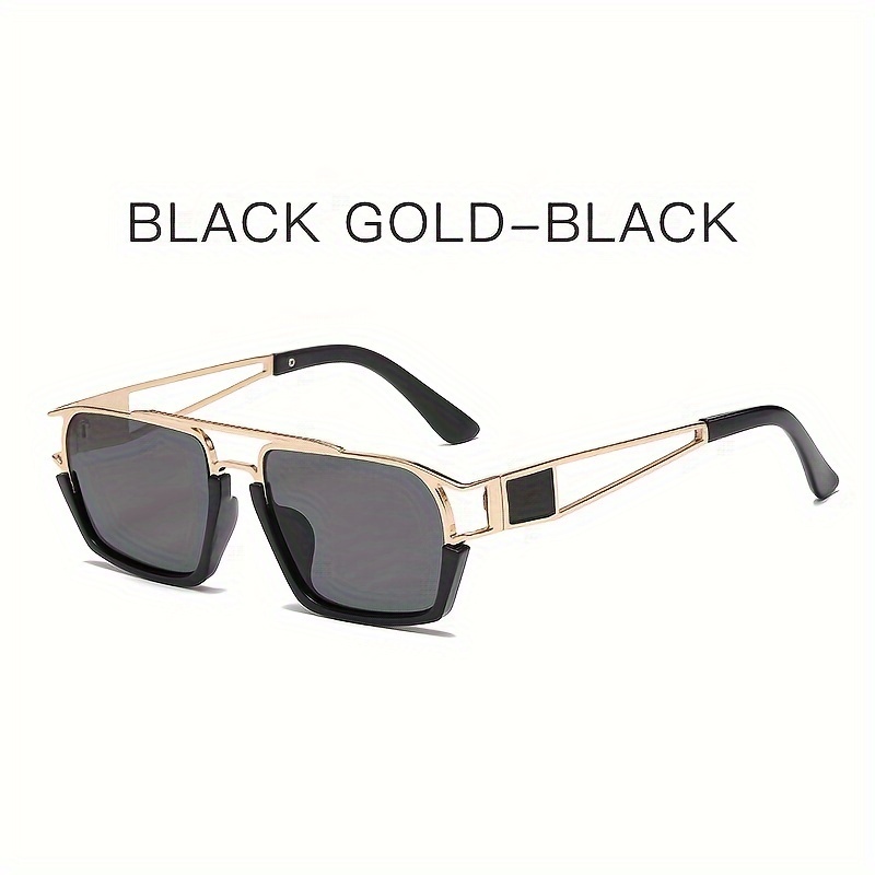 4 Styles, Modern Retro Large Frame Sunglasses, Trendy Metal Anti-Reflection Sunglasses, for Men Women Decors Photography Props,Temu
