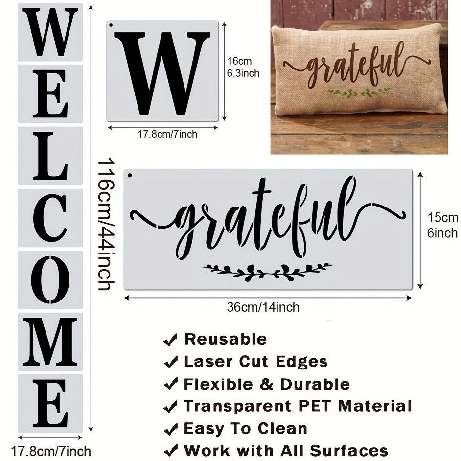 Welcome Stencil For Painting On Wood Reusable Large Vertical - Temu