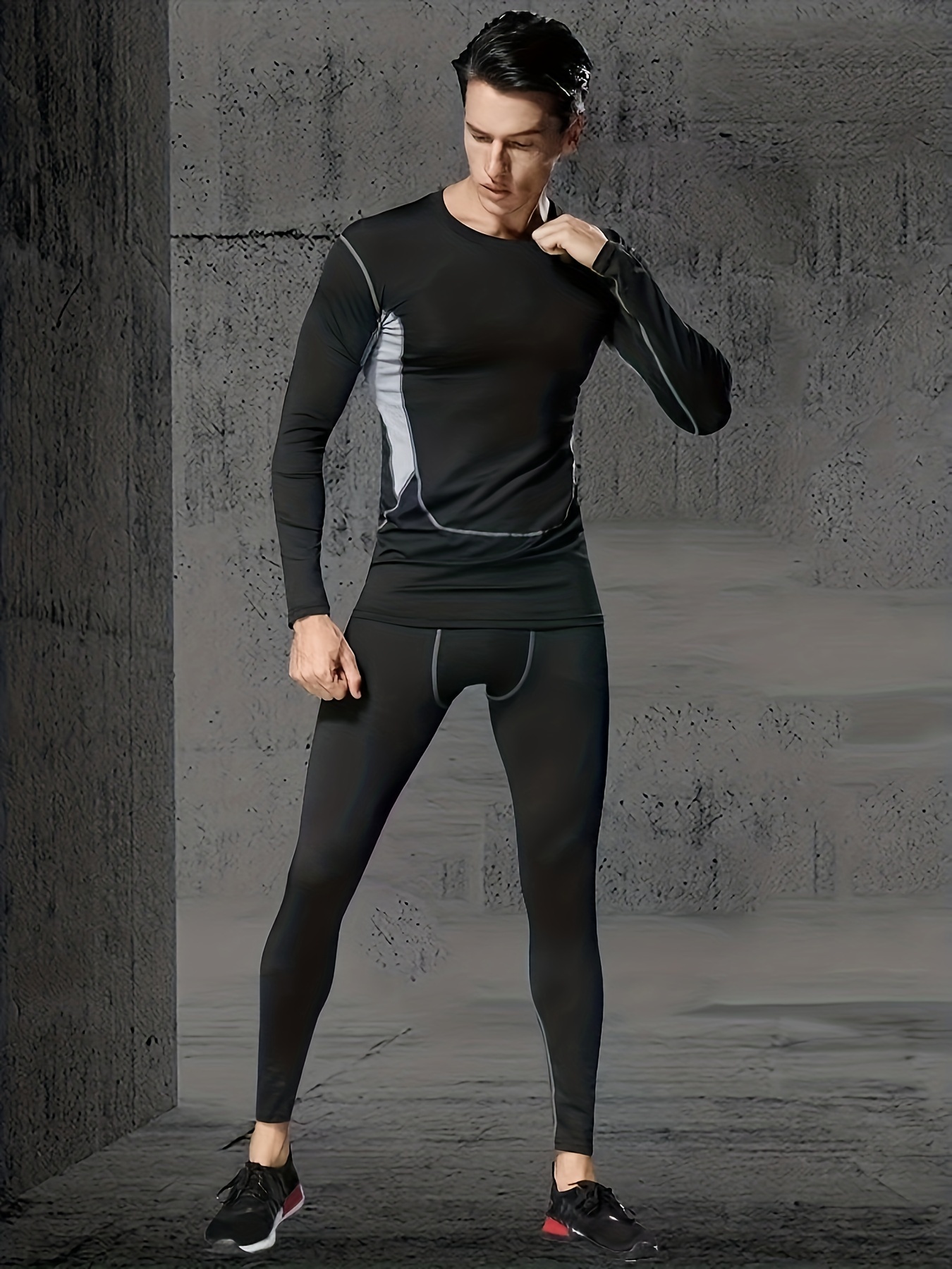  New Men's Sports Running Set Compression Shirt Pants Skin-Tight  Long Sleeves Quick Dry Fitness Tracksuit Gym Yoga Suits (1,S) : Clothing,  Shoes & Jewelry