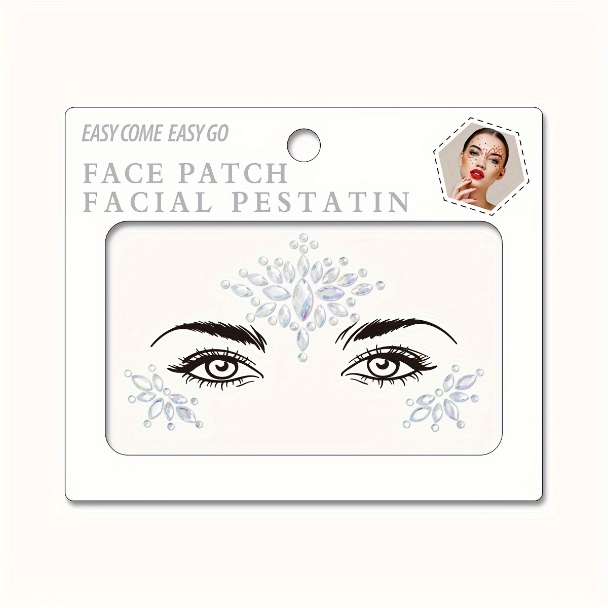 Sparkling Resin Face Gems With - Facial Rhinestones For Daily Parties & Masquerades, Easy Application