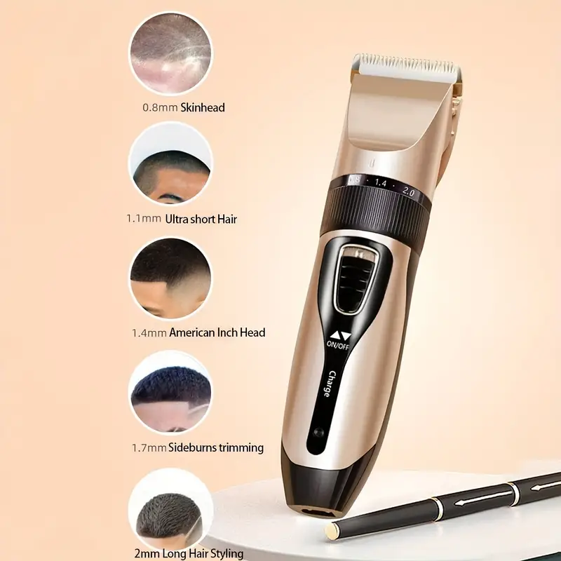 professional electric clipper hair trimmer with five speed adjustment usb charging quiet hair trimmers body hair removal machine for men details 4