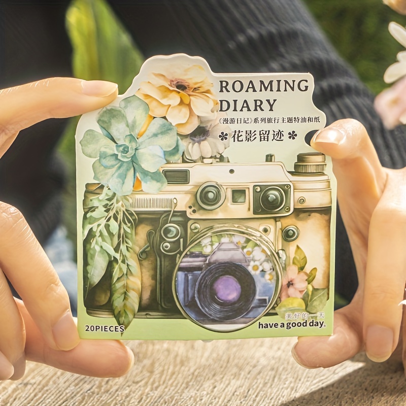 Retro Camera Flower Travel Stickers Perfect Scrapbooking - Temu