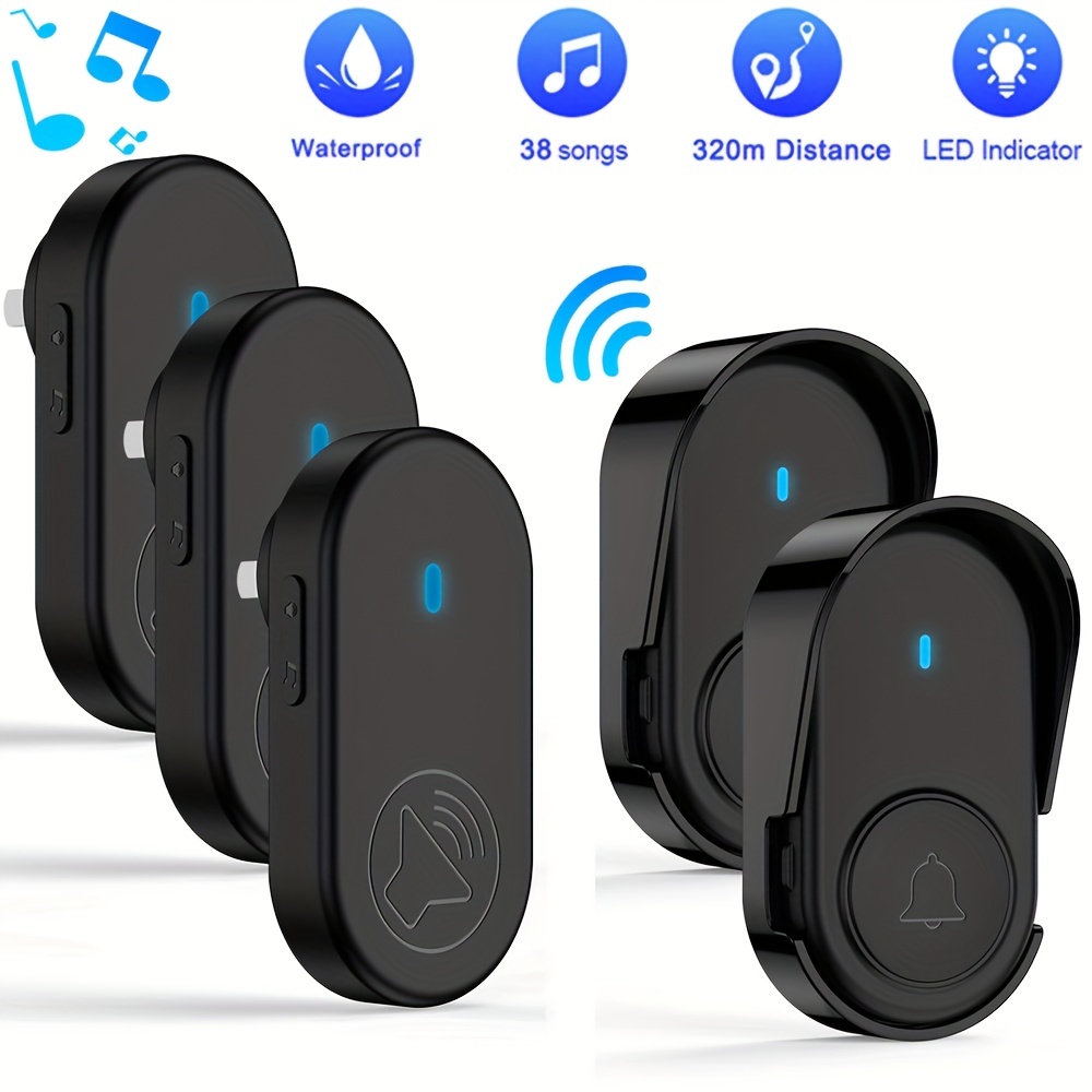 1 Set Wireless Doorbell With Led Indicator 38 Ringtones With Cd