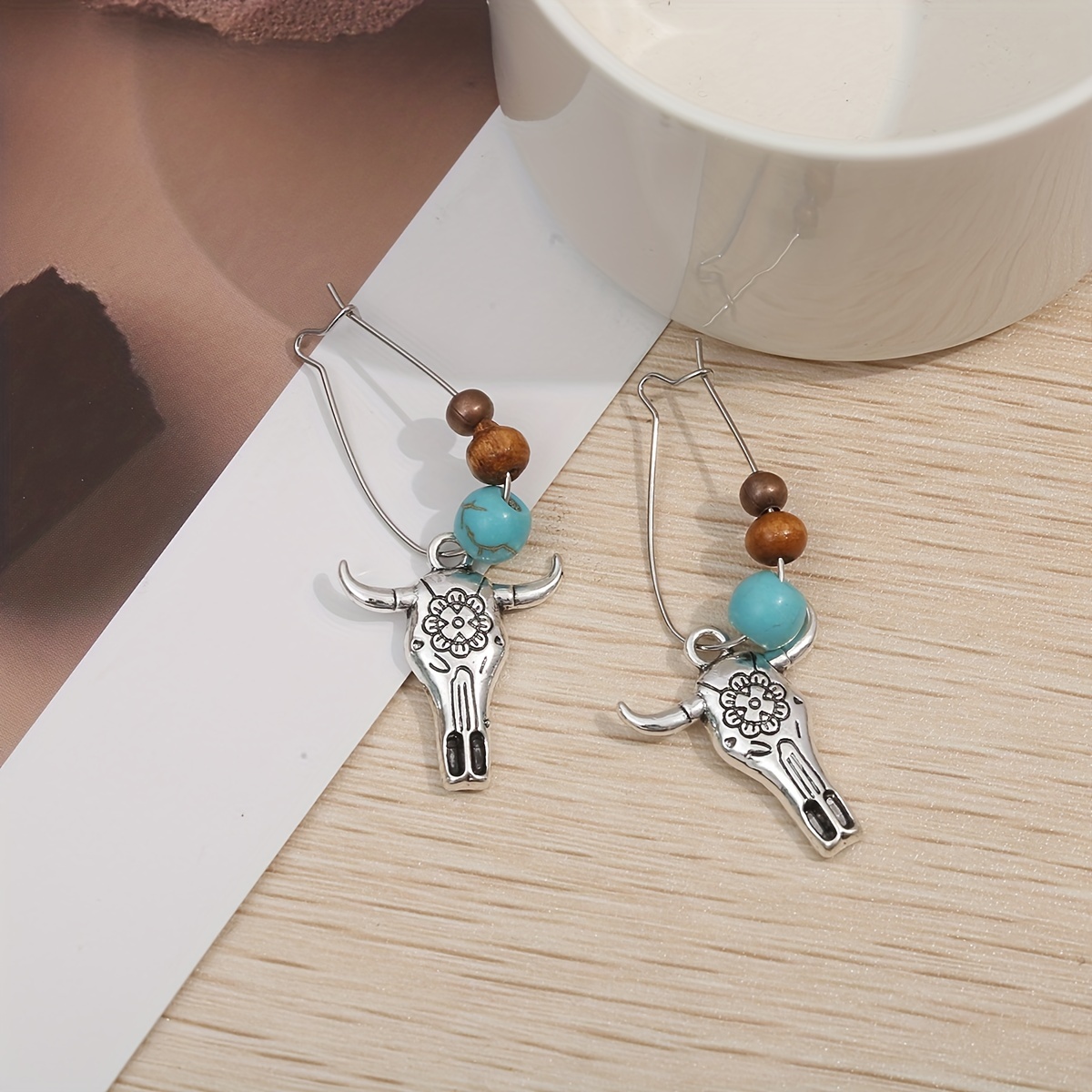 Women's Vintage Bohemian Bull Head Design Earrings
