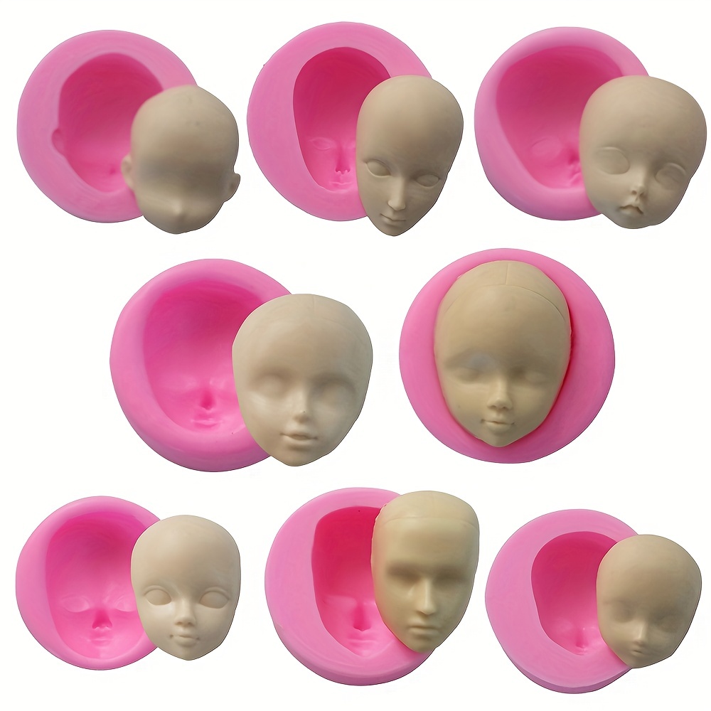 

8pcs, 3d Silicone Human Face Chocolate Mold For Diy Cake Decorating And Baking - Perfect For Baby Shower Party And Crafts Making