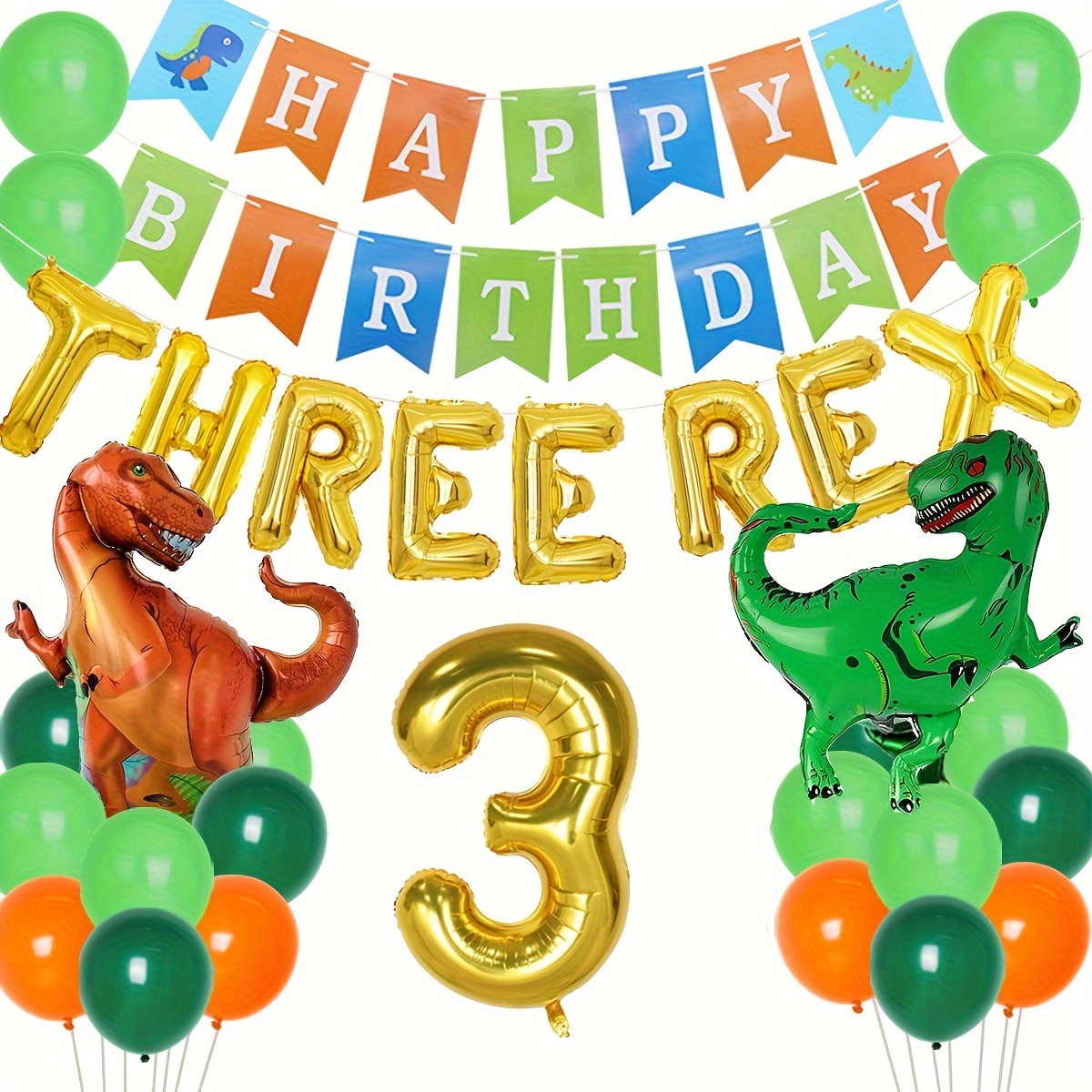 35pcs Décorations Fête D'anniversaire Dinosaure 3ème Décor - Temu France