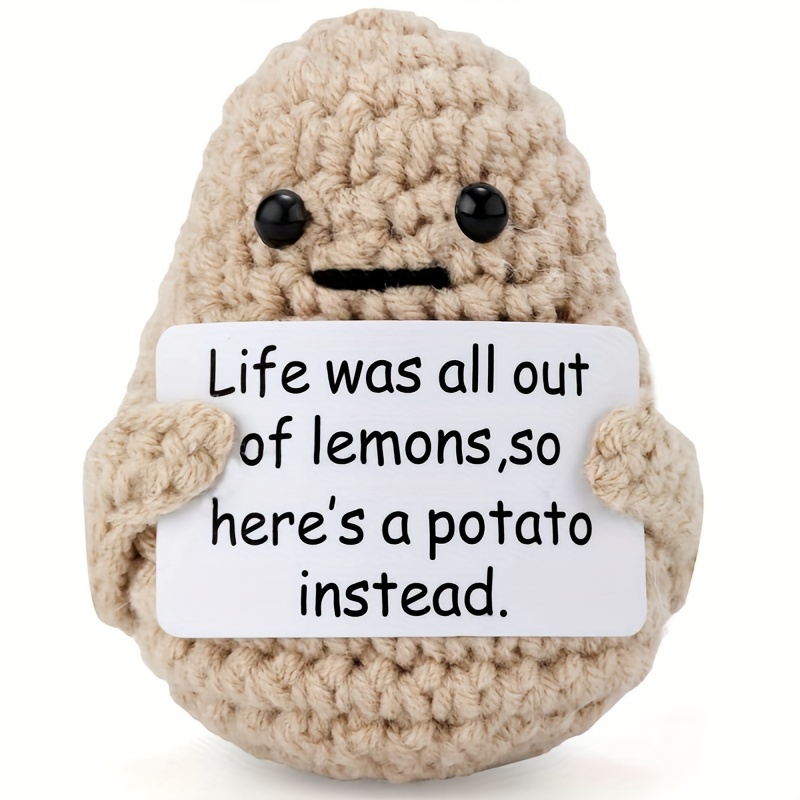1pc,Positive Potato Crochet Doll Inspirational Card Pickle