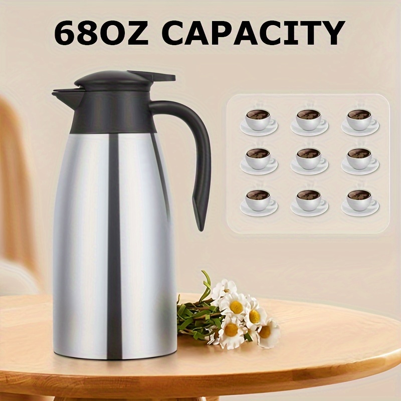 Portable 304 Stainless Steel European Style Vacuum Insulation Pot Household  Coffee Pot Cold Water Kettle Hot Water Pot Thermos Cold Kettle Thermos