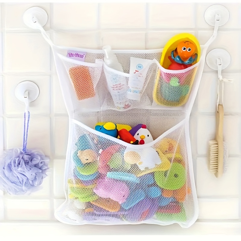 Sacs de rangement de jouets de bain pour bébé, sac en maille avec ventouses  fortes, pochette
