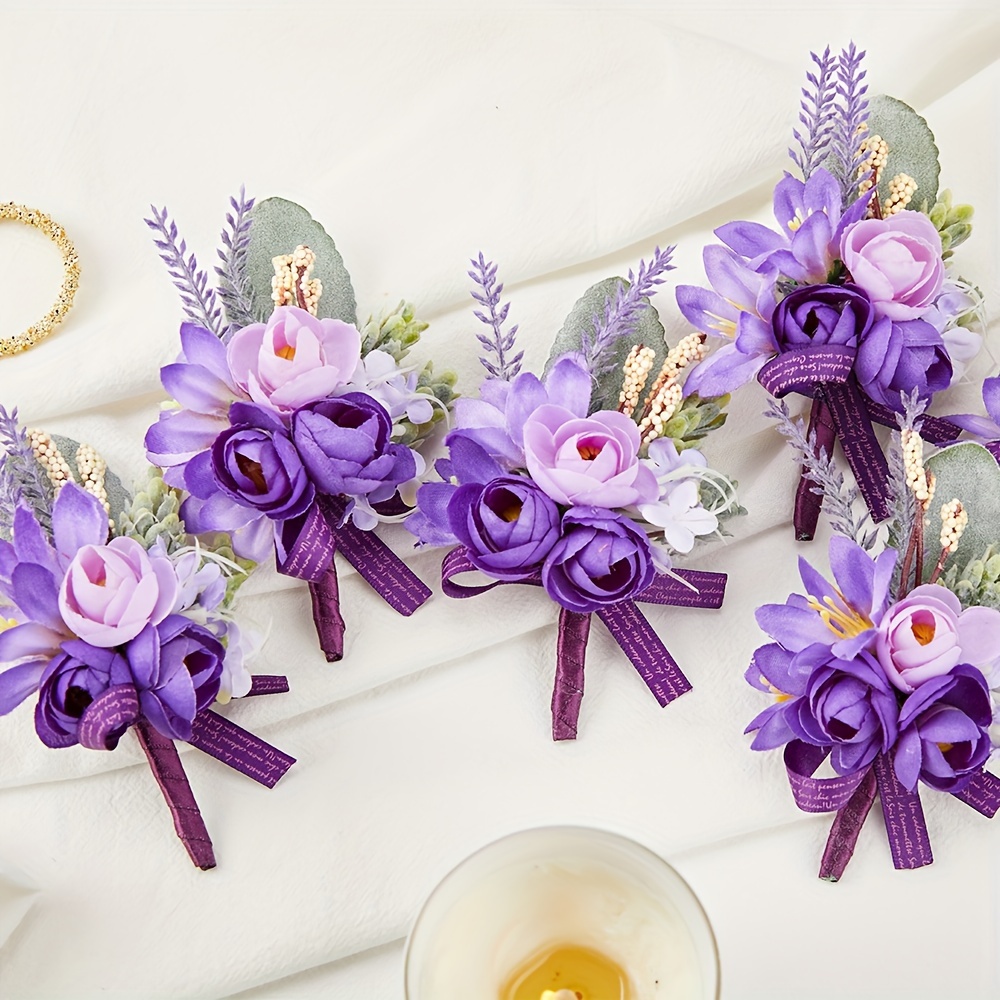 Meldel Wrist Corsages for Wedding, Set of 2, Classic Purple Artificial  Wrist Corsage Bracelets for Wedding Mother of Bride and Groom, Rose Wrist  Hand