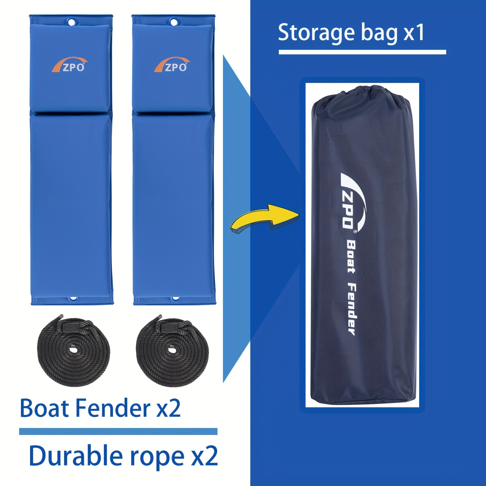 2PCS Boat Fenders Inflatable Boat Bumpers With Rope Air Pump