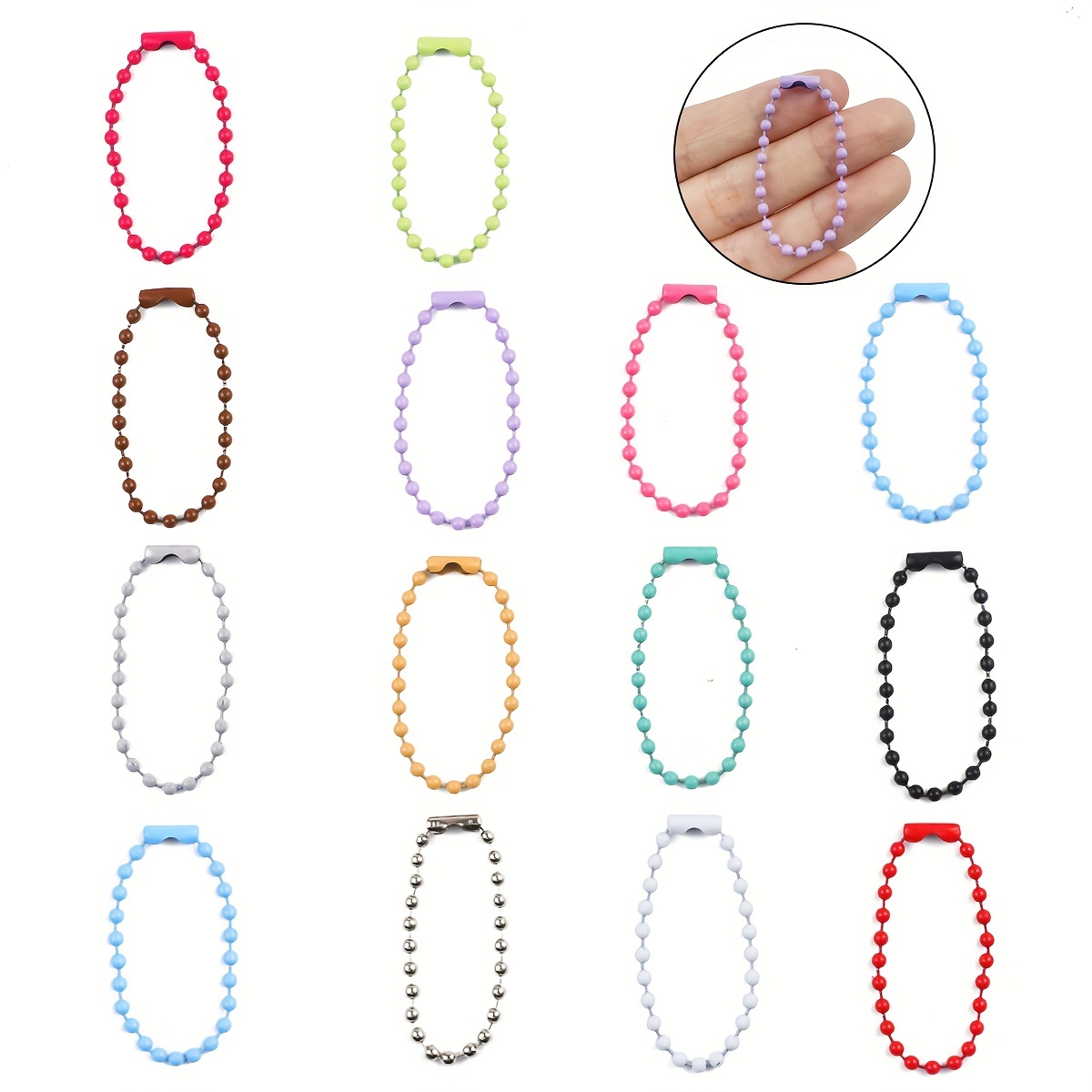 Colorful Round Beads Alloy Ball Chain For Diy Bracelet Key - Temu