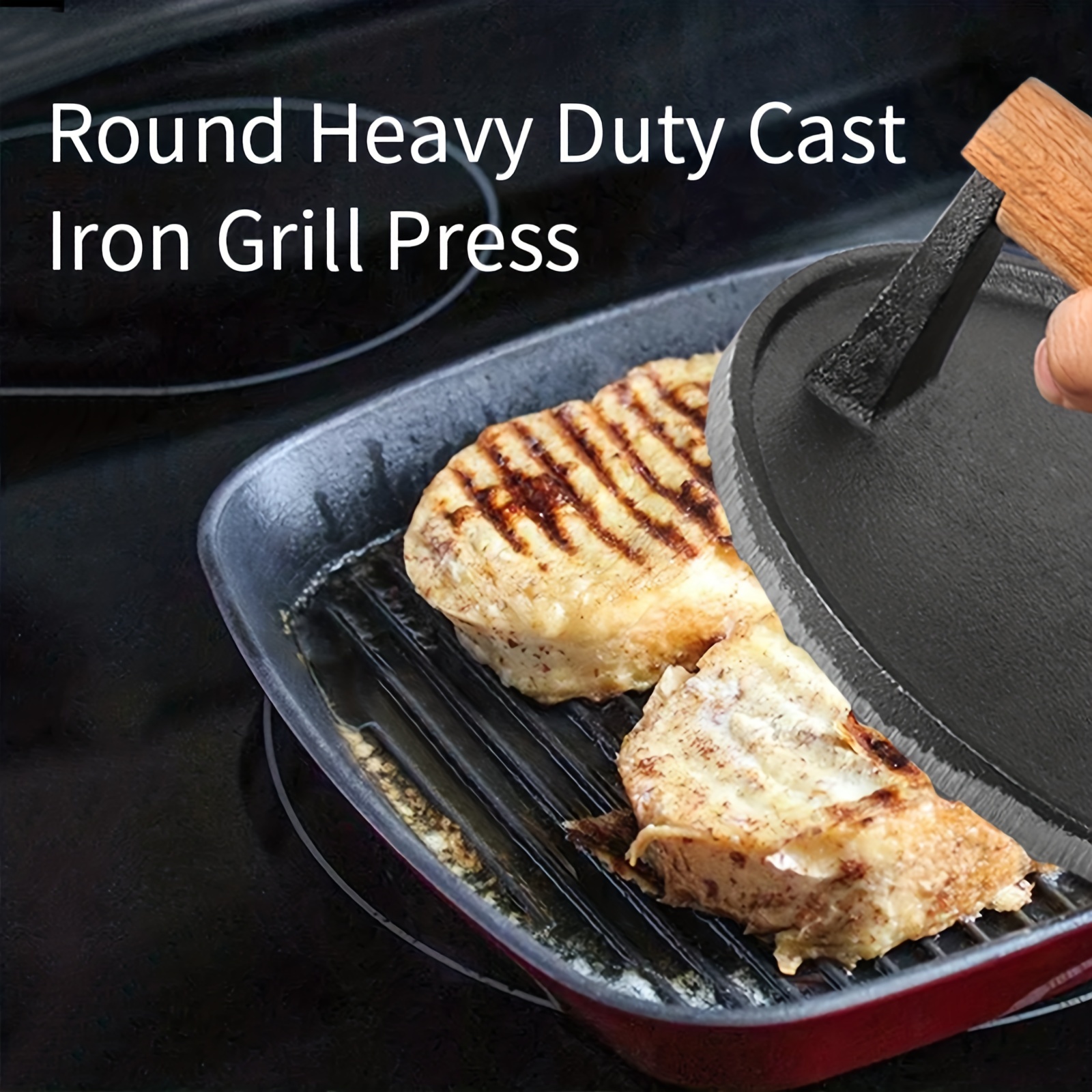 Cast Iron Burger Press Perfect For Making Crispy Evenly - Temu