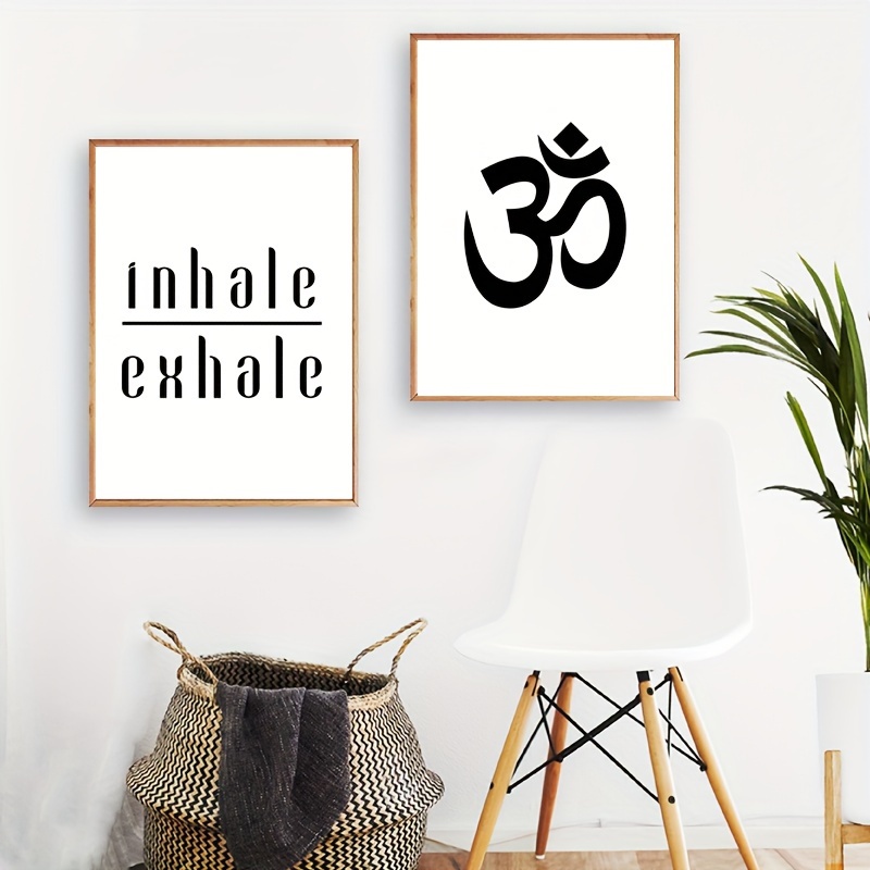 Minimalist Yoga Wall Art Print Black White Inhale Exhale - Temu