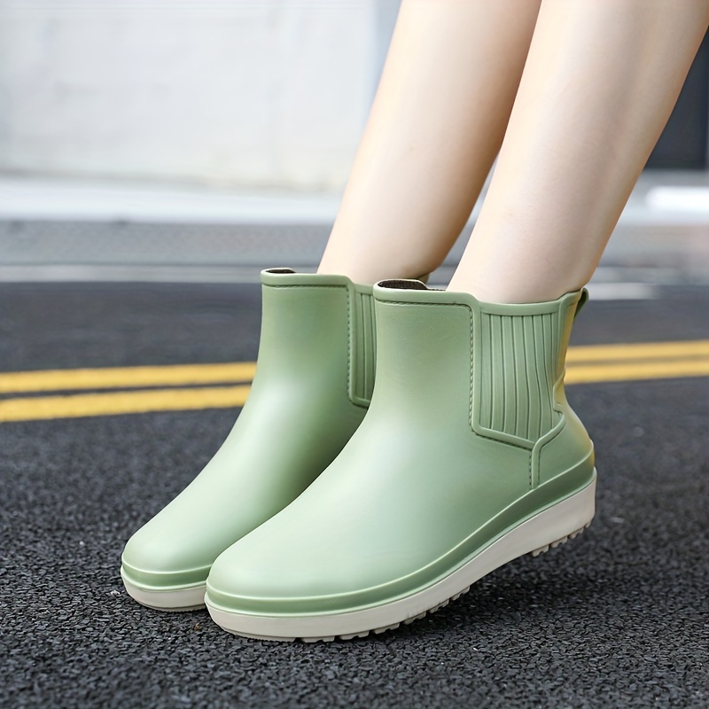 Women's Waterproof Ankle Rainboots, Solid Color