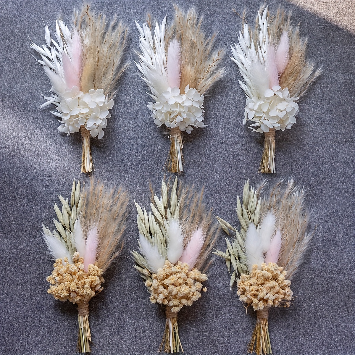 

6pcs Mini Dried Flower Bouquet, For Boho Floral Wedding Table Centerpieces, Bridesmaid Proposal, Birthday Cake Gift, Vases Decoration