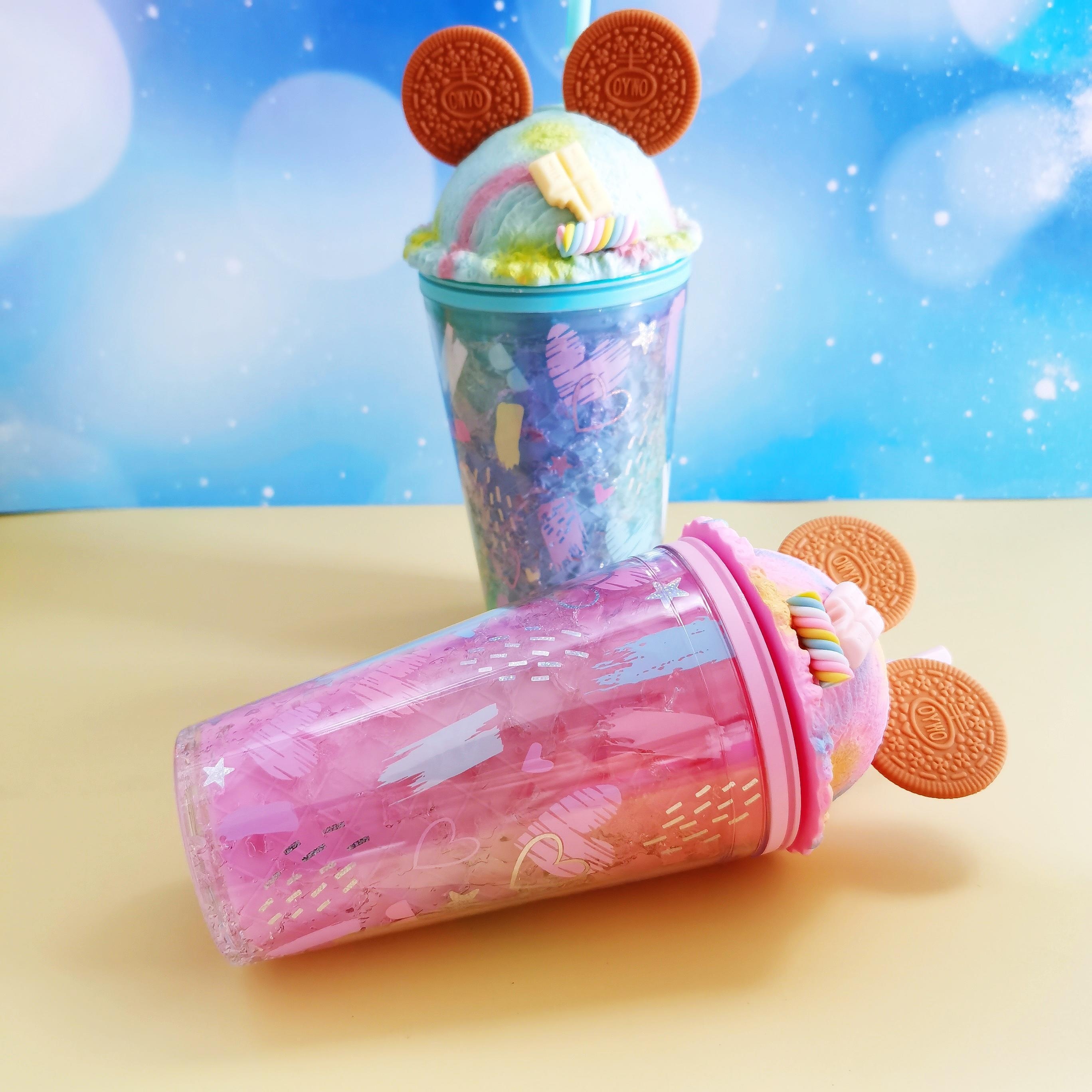 Ice Cream Cookie Tumbler With Lid And Straw, Double Walled Plastic