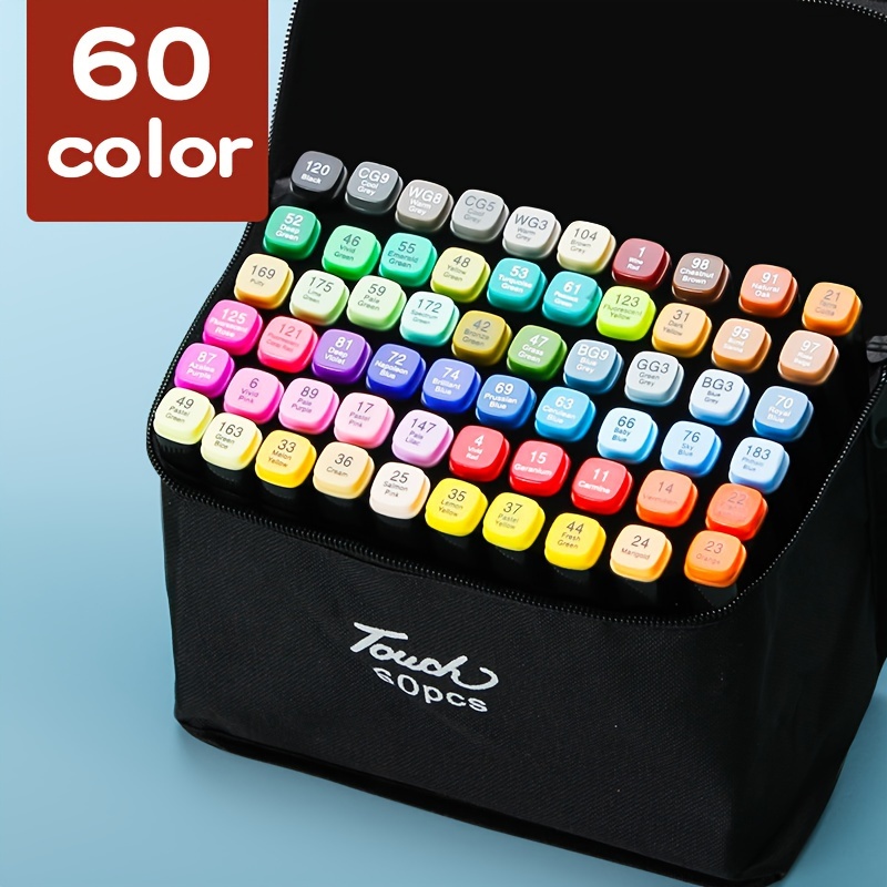 Tongfushop 80 Colored Marker Set,1 Second Quickly Drying Marker Pens,Double  Tip