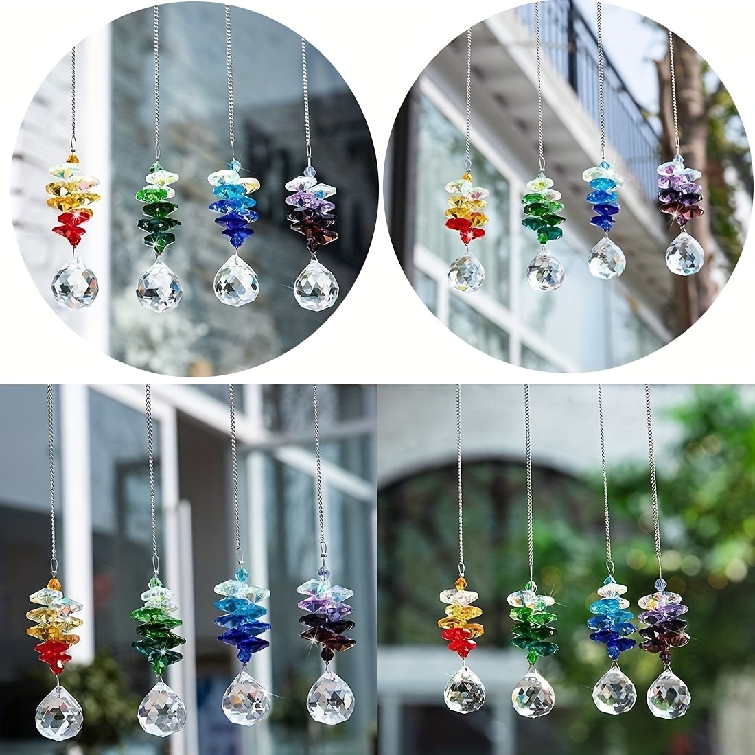 1pc Colorful Crystal Suncatcher, Colorful Beads Rainbow Maker, Outdoor &  Indoor Home Garden Party Decoration, Hanging Feng Shui Crystal Prisms For  Win